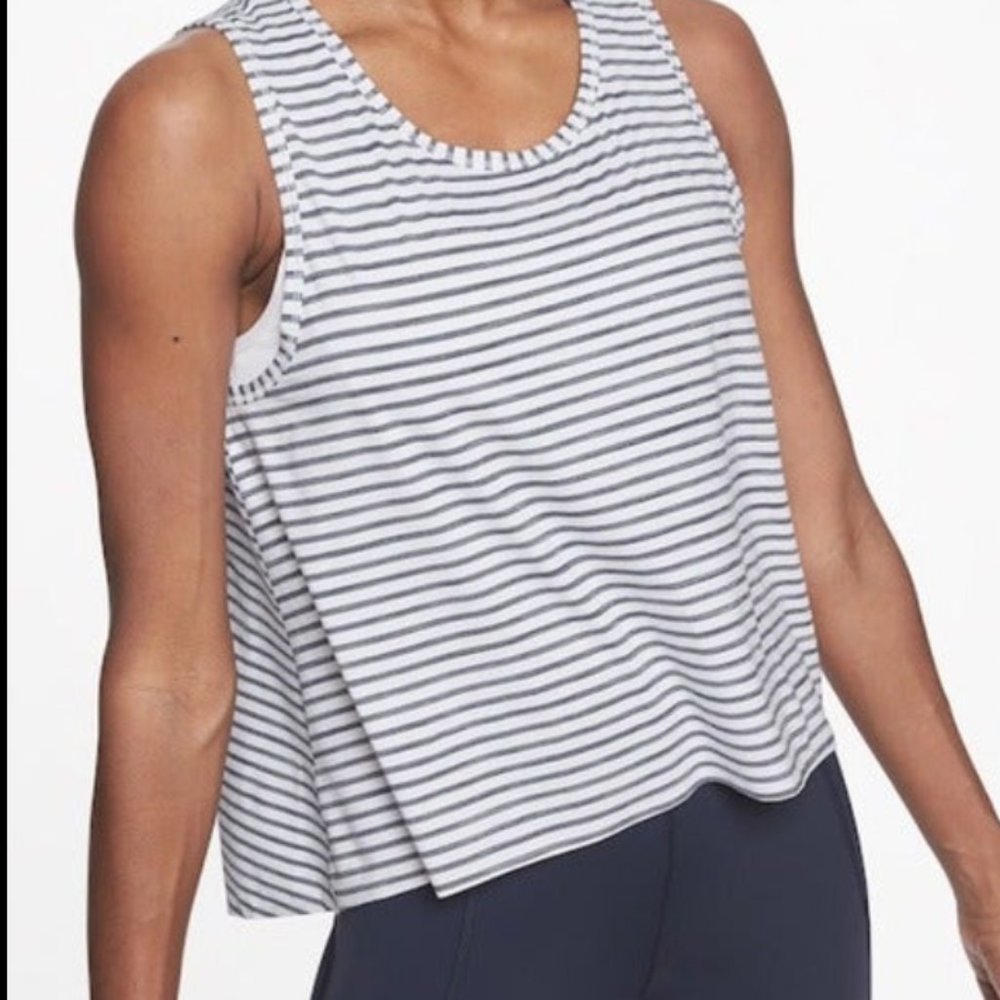 Athleta Striped Chi Crop Muscle Tank Top EUC